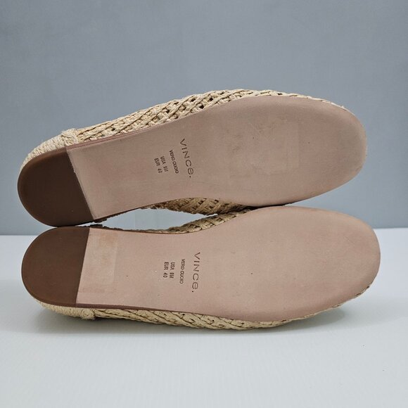 Vince Davis Loafer Womens 9 Natural Raffia Woven Slip On Flats Summer Designer - Picture 12 of 14